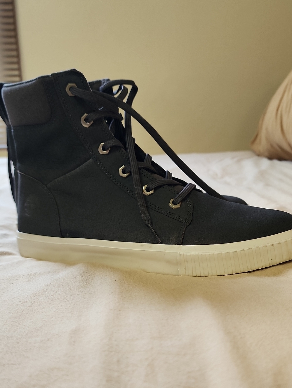 Timberland GRAY High-Top Sneaker with Cream Sole